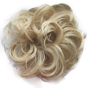 Scrunchy Updos Wavy Messy Bun Platinum Blonde